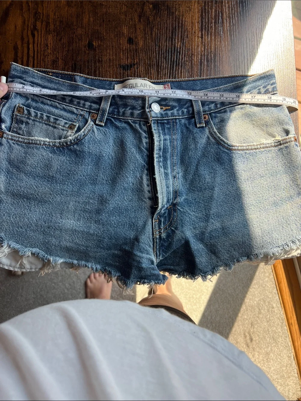 Levi's Medium Blue Distressed Cutoff Denim Shorts